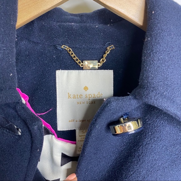 Kate Spade Navy Wool Blend Coat w/ Bow Pockets S - Picture 12 of 12